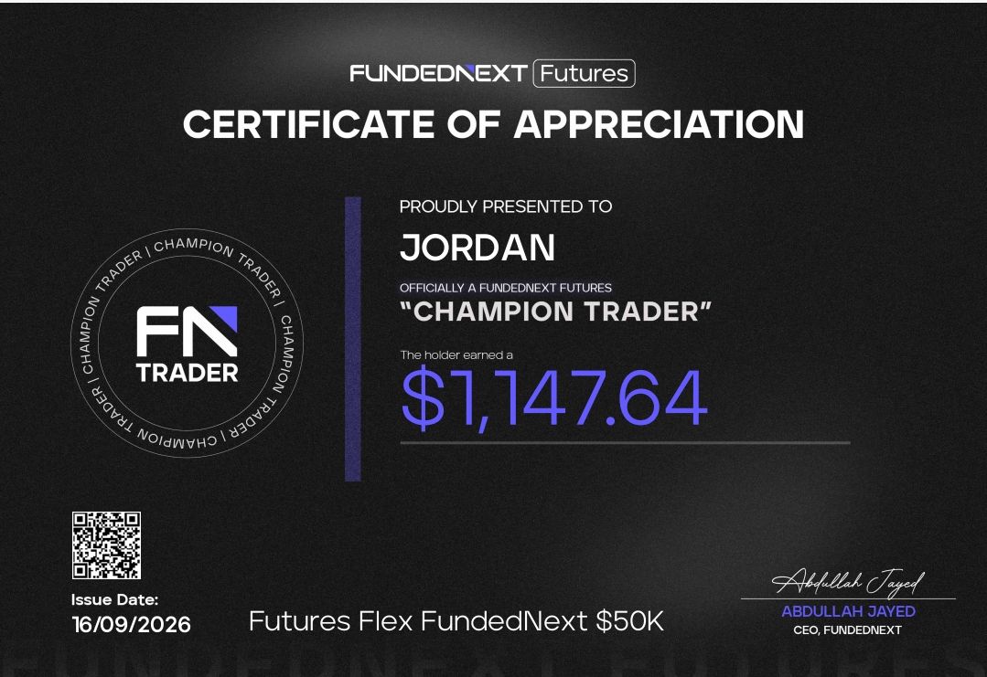 Payout FundedNext Futures de 1 147,64 $ obtenu par Jordan