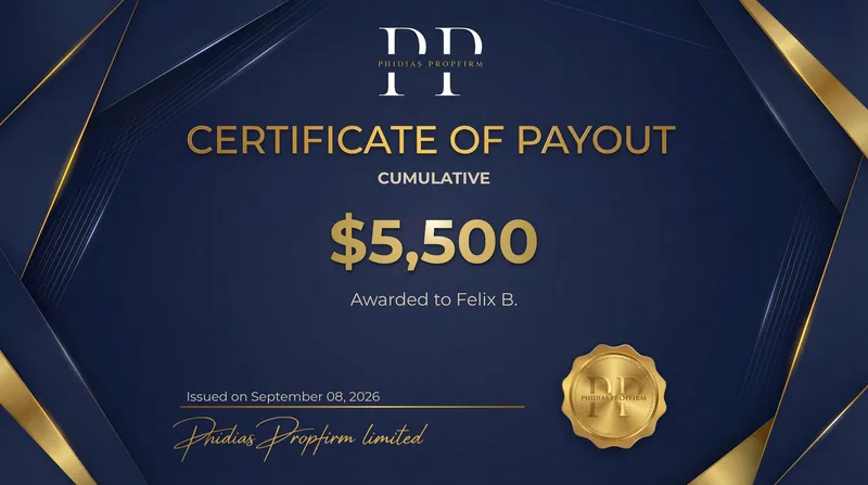 Certificat de payout cumulé de 5 500 $ obtenu par Félix B.
